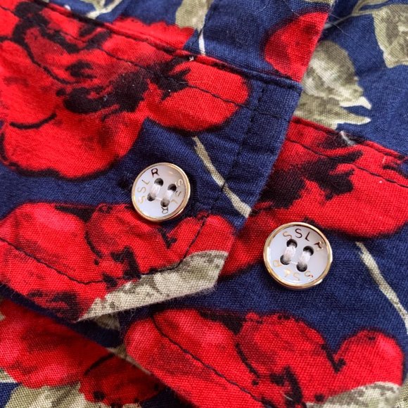 SSLR Men's Rose Print Button Up Shirt L - Picture 4 of 6